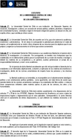 ESTATUTO DE LA UNIVERSIDAD CENTRAL DE CHILE TITULO I DE LOS ASPECTOS GENERALES