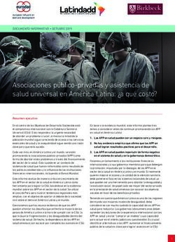 Asociaciones p&uacute;blico-privadas y asistencia de salud universal en Am&eacute;rica Latina: a qu&eacute; costo?