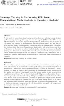 Same-age Tutoring in Maths using ICT: From Computational Math Students to Chemistry Students* - RiuNet