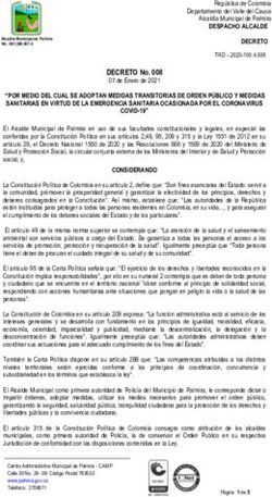 DECRETO No. 008 07 de Enero de 2021 - Consorcio Transito Palmira