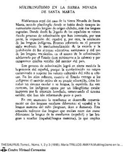 MULTILINGÜISMO EN LA SIERRA NEVADA DE SANTA MARTA