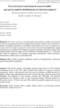 El security interest como forma de acceso al cr&eacute;dito: por qu&eacute; no regularlo detalladamente en el derecho uruguayo? - SciELO Uruguay