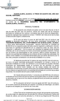 EXPEDIENTE: 1109/2021 QUINTA SALA UNITARIA