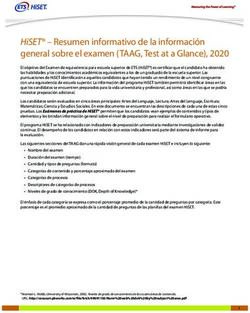 HISET - RESUMEN INFORMATIVO DE LA INFORMACIÓN GENERAL SOBRE EL EXAMEN (TAAG, TEST AT A GLANCE), 2020 - ETS