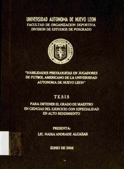 UNIVERSIDAD AUTONOMA DE NUEVO LEON - FACULTAD DE ORGANIZACION DEPORTIVA DIVISION DE ESTUDIOS DE POSGRADO "HABILIDADES PSICOLOGICAS EN JUGADORES DE ...
