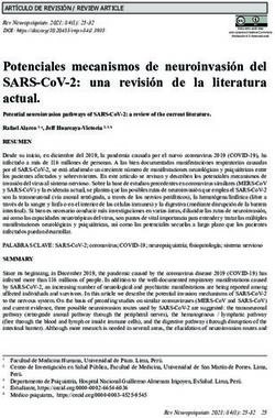 POTENCIALES MECANISMOS DE NEUROINVASIÓN DEL SARS-COV-2: UNA REVISIÓN DE LA LITERATURA ACTUAL.