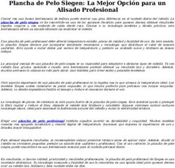 Plancha de Pelo Siegen: La Mejor Opci&oacute;n para un