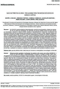 GUÍA DE PRÁCTICA CLÍNICA: TOCILIZUMAB PARA PACIENTES CON COVID-19 GRAVE O CRÍTICA - artículo especial