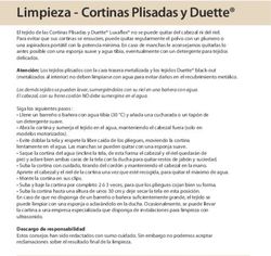 Limpieza - Cortinas Plisadas y Duette