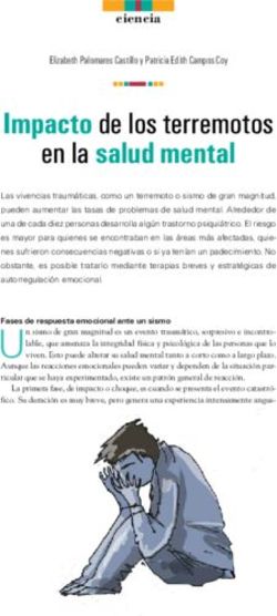 En la salud mental Impacto de los terremotos