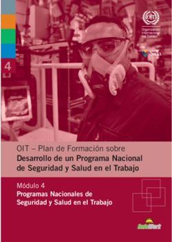 OIT - Plan de Formación sobre Desarrollo de un Programa Nacional de Seguridad y Salud en el Trabajo - ILO