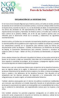 Foro de la Sociedad Civil - Consulta Regional para Am&eacute;rica Latina y el Caribe CSW63