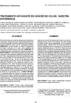 TRATAMIENTO ADYUVANTE EN C&Aacute;NCER DE COLON. NUESTRA EXPERIENCIA