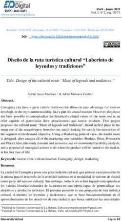 Dise&ntilde;o de la ruta tur&iacute;stica cultural "Laberinto de leyendas y tradiciones"