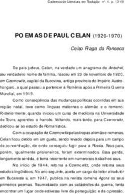 POEMAS DE PAUL CELAN (1920-1970) - Celso Fraga da Fonseca - Revistas USP