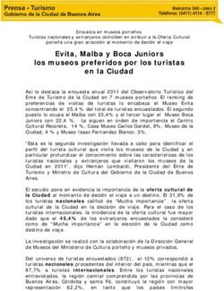 Evita, Malba y Boca Juniors los museos preferidos por los turistas en la Ciudad