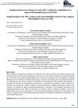 Implementaci&oacute;n de un sistema de costeo ABC y an&aacute;lisis de rentabilidad de la empresa Hummingbird para el a&ntilde;o 2020 Implementation of an ABC costing ...